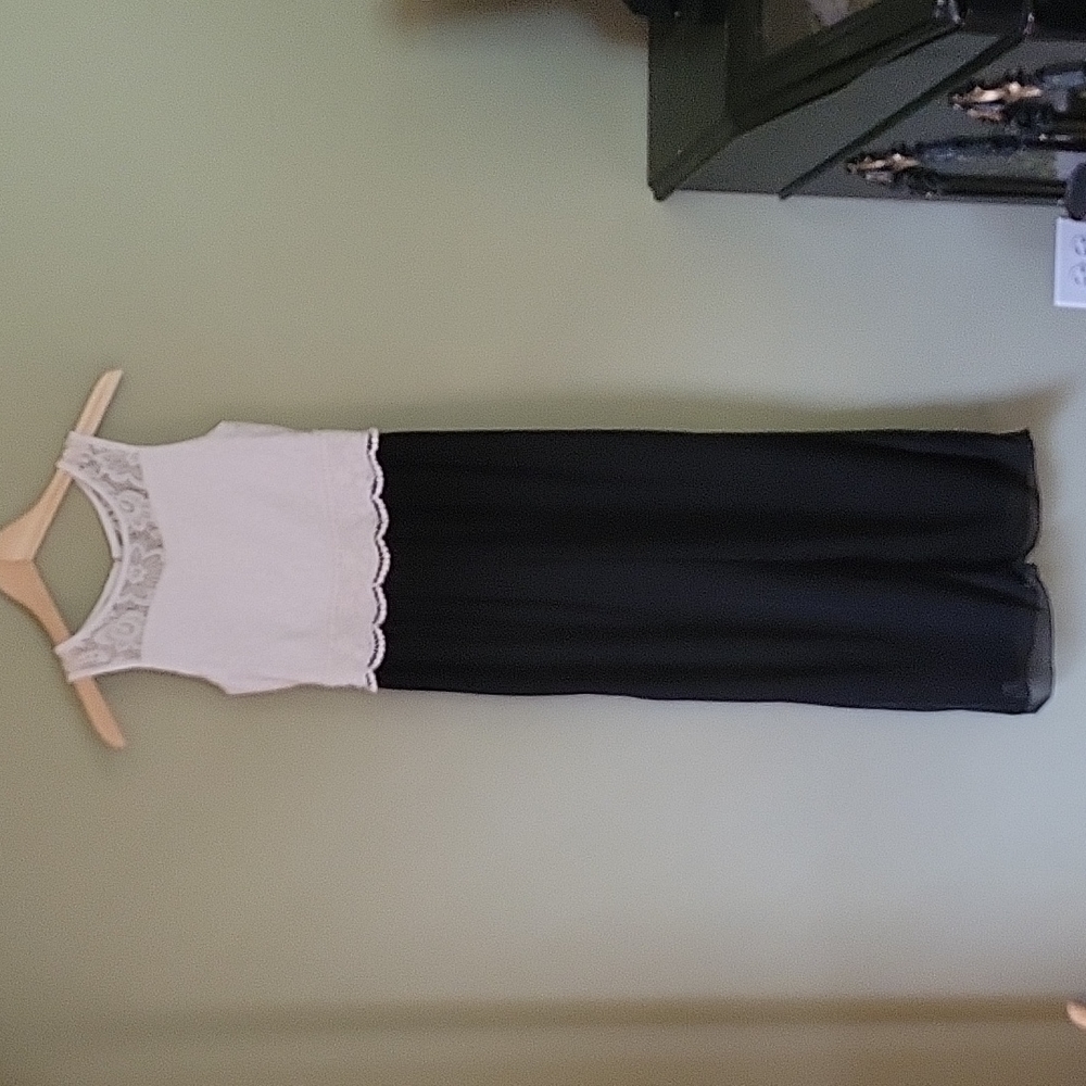 Ally B Black Maxi Jumpsuit with White Lace Bodice